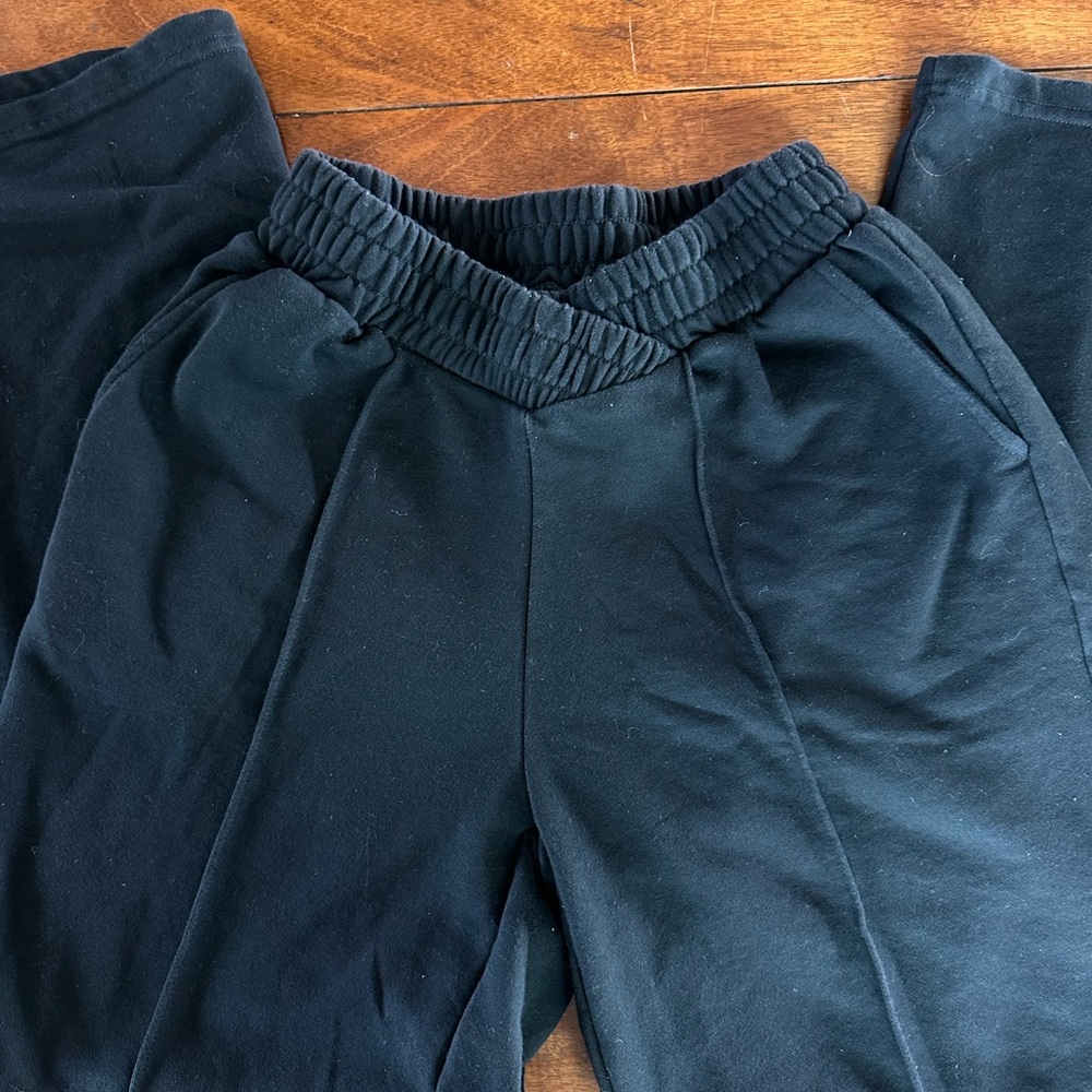 Trendy Queen Black Wide Leg Athleisure Pants Size Small Elastic Waist Lounge